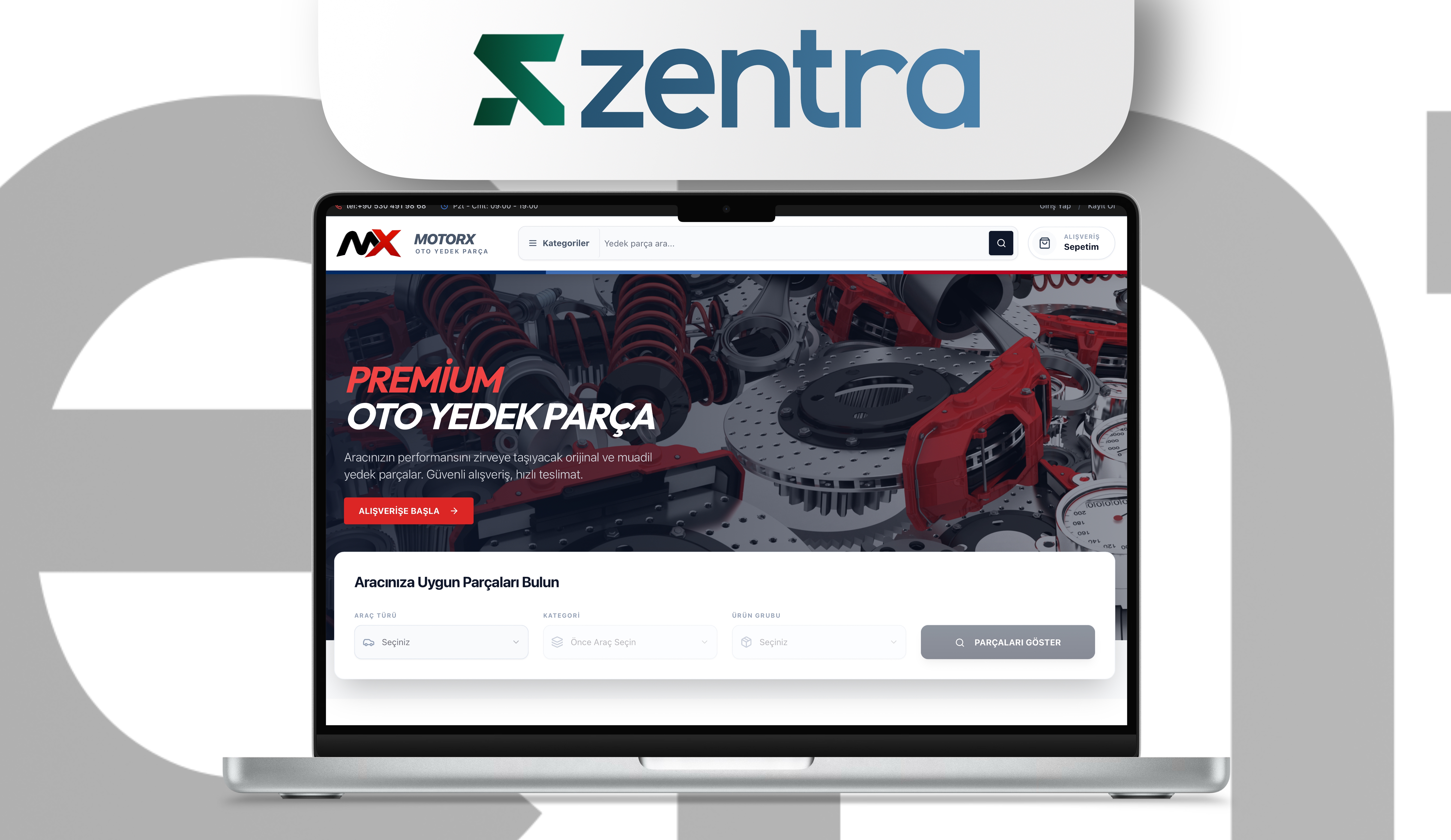 Zentra e-ticaret mağaza kurulumu projesi arayüz görseli